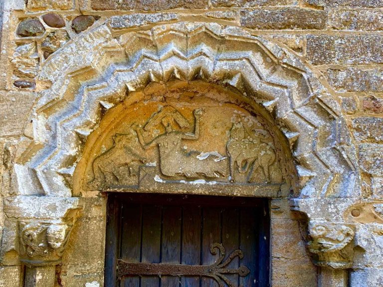 The tympanum on Stow Longa church