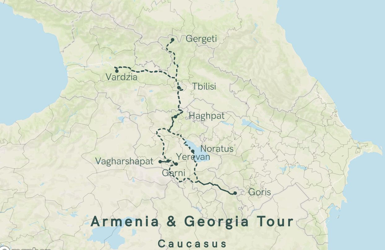 Map of Armenia and Georgia Tour