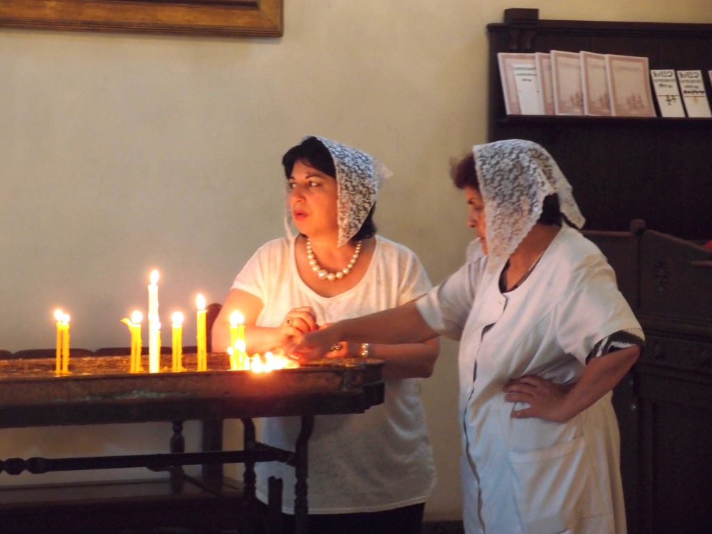 Women in Ethcmiadzin cathedral, Armenia