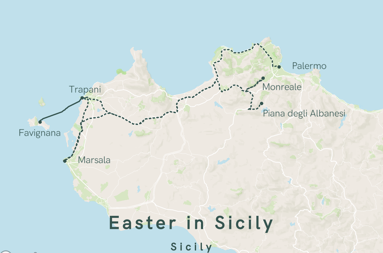 Map of Easter in Sicily