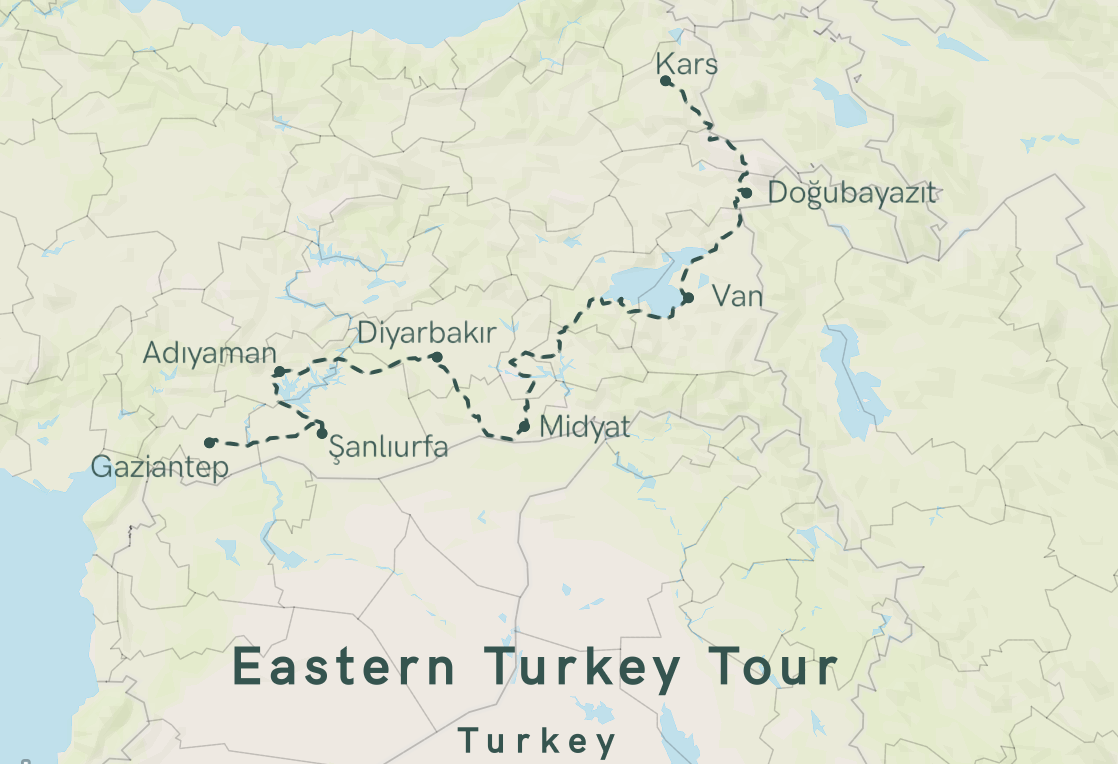 Map of Eastern Turkey Tour