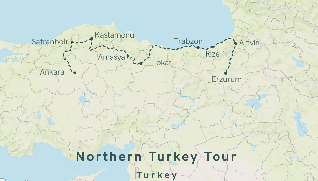 Map of Northern Turkey Tour