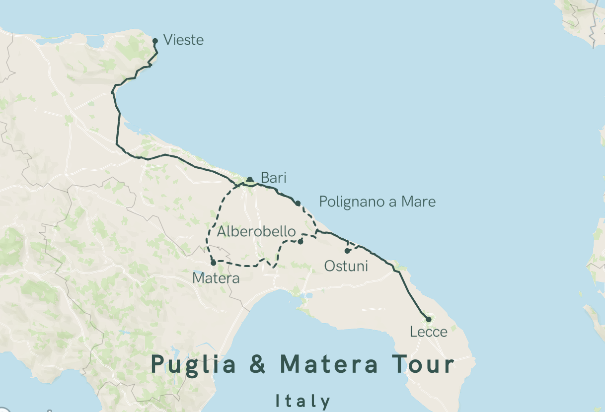 Map of Puglia & Matera Tour