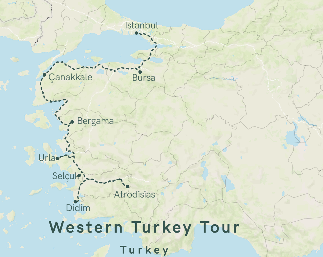 Map of Western Turkey Tour