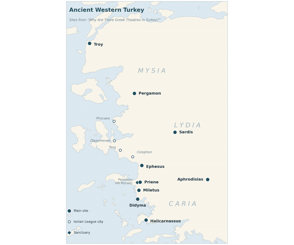 Map of Ancient sites in Western Turkey